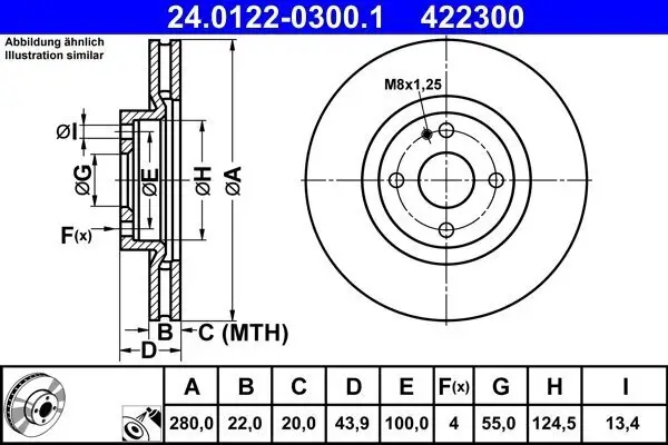 Bremsscheibe ATE 24.0122-0300.1