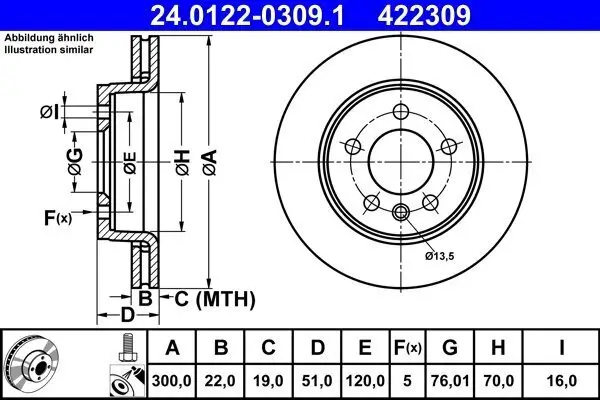 Bremsscheibe ATE 24.0122-0309.1