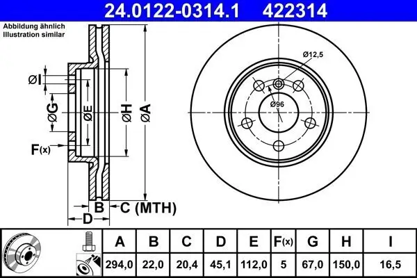 Bremsscheibe ATE 24.0122-0314.1