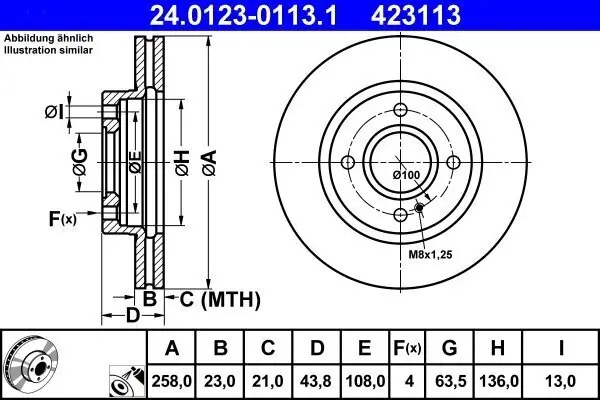 Bremsscheibe ATE 24.0123-0113.1