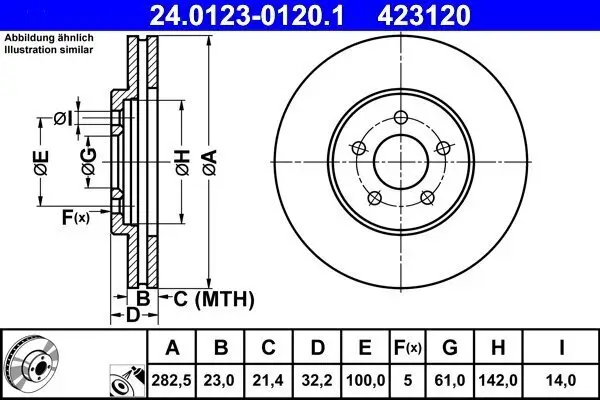 Bremsscheibe Vorderachse ATE 24.0123-0120.1