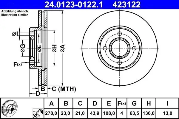 Bremsscheibe ATE 24.0123-0122.1