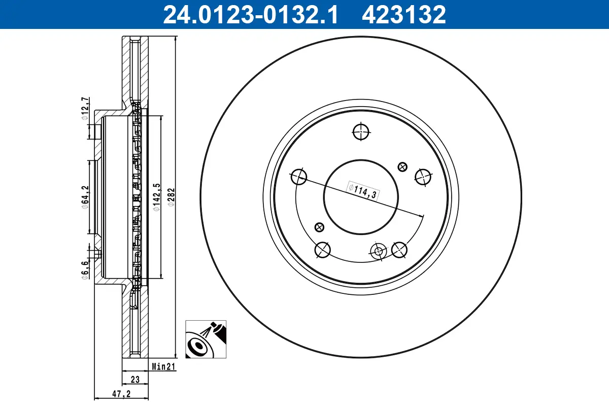 Bremsscheibe Vorderachse ATE 24.0123-0132.1