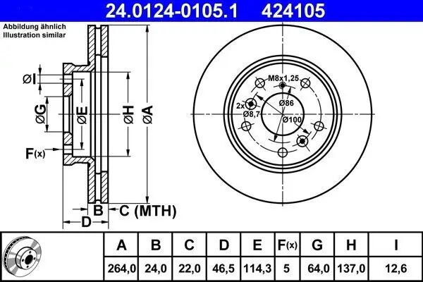 Bremsscheibe ATE 24.0124-0105.1