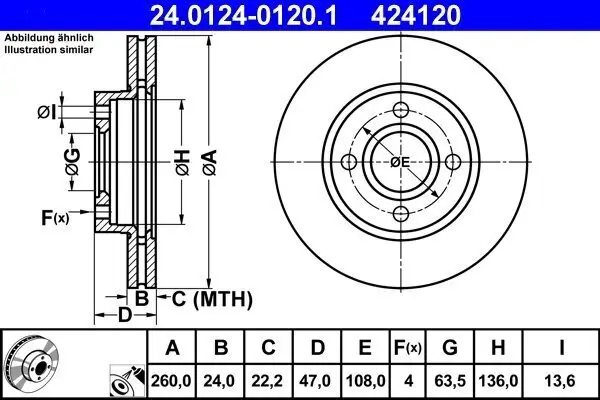 Bremsscheibe ATE 24.0124-0120.1