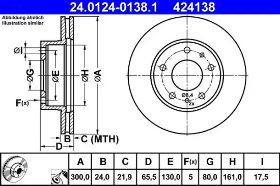 Bremsscheibe ATE 24.0124-0138.1 Bild Bremsscheibe ATE 24.0124-0138.1