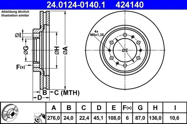 Bremsscheibe ATE 24.0124-0140.1