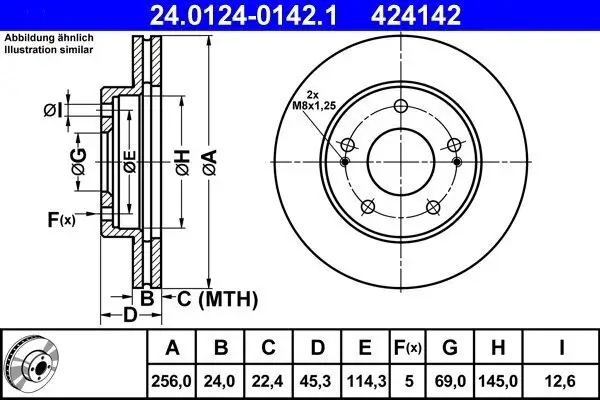 Bremsscheibe Vorderachse ATE 24.0124-0142.1