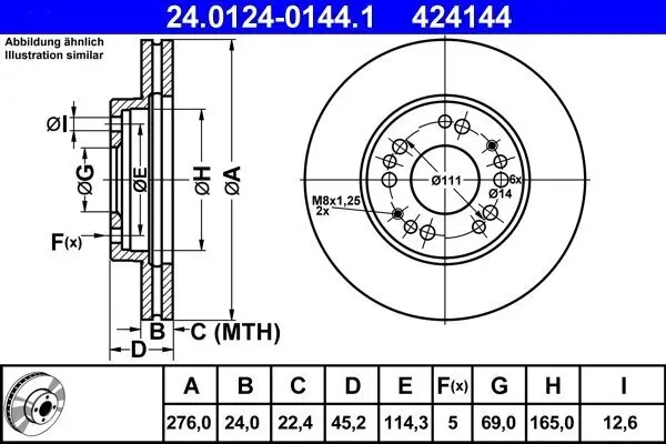 Bremsscheibe ATE 24.0124-0144.1