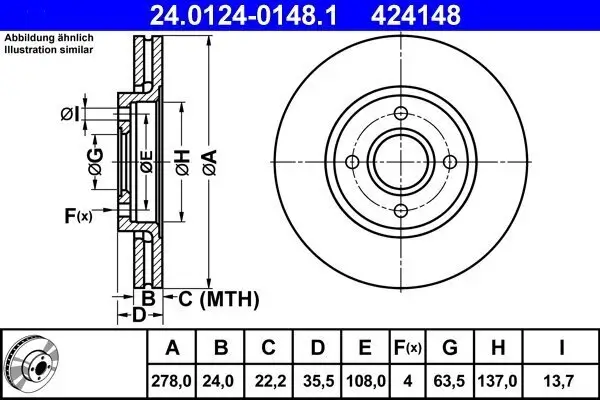 Bremsscheibe ATE 24.0124-0148.1