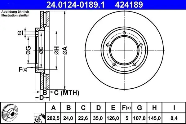 Bremsscheibe ATE 24.0124-0189.1