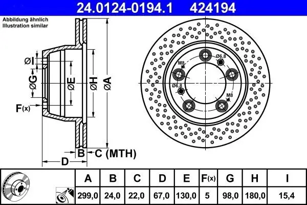 Bremsscheibe Hinterachse ATE 24.0124-0194.1
