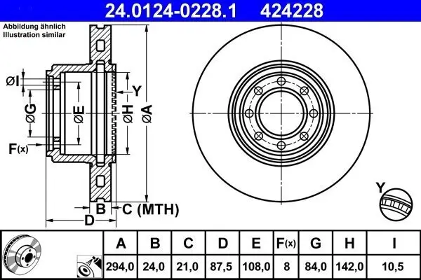 Bremsscheibe Hinterachse ATE 24.0124-0228.1