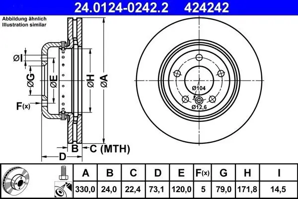 Bremsscheibe Vorderachse ATE 24.0124-0242.2