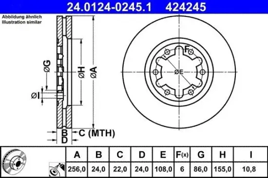 Bremsscheibe ATE 24.0124-0245.1 Bild Bremsscheibe ATE 24.0124-0245.1