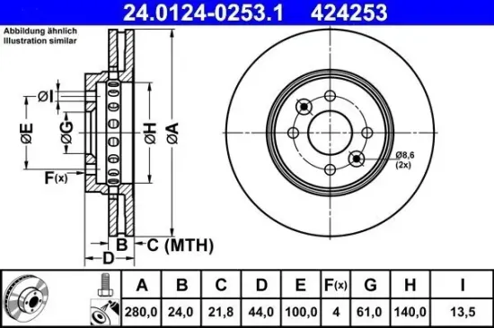 Bremsscheibe ATE 24.0124-0253.1 Bild Bremsscheibe ATE 24.0124-0253.1