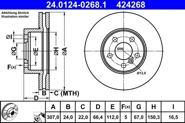 Bremsscheibe ATE 24.0124-0268.1