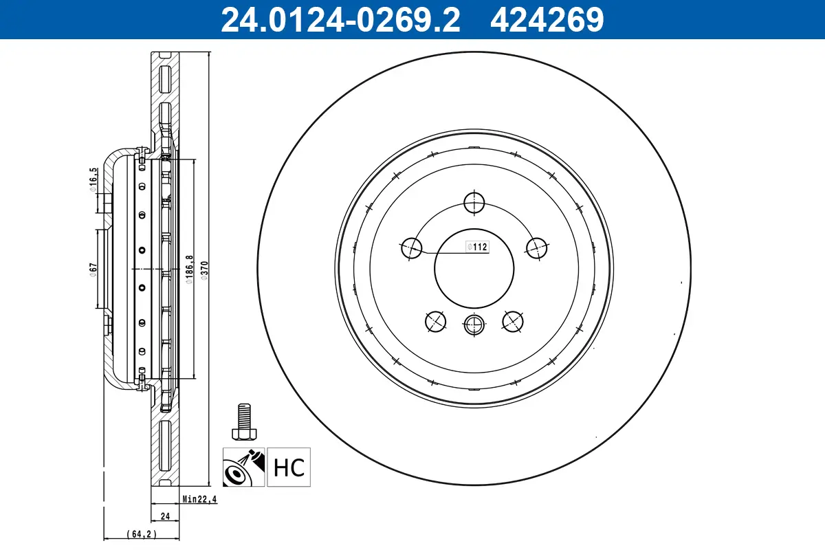 Bremsscheibe Hinterachse rechts ATE 24.0124-0269.2