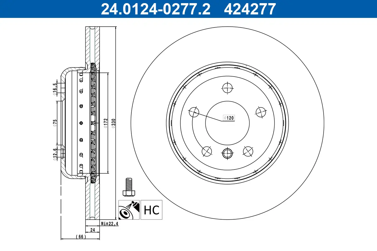 Bremsscheibe Vorderachse ATE 24.0124-0277.2