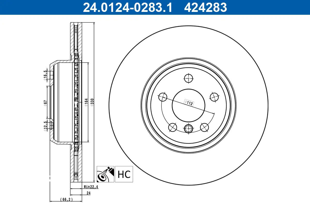 Bremsscheibe Vorderachse ATE 24.0124-0283.1