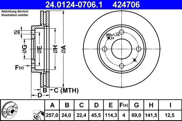 Bremsscheibe ATE 24.0124-0706.1