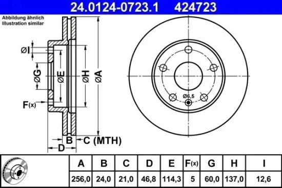 Bremsscheibe ATE 24.0124-0723.1 Bild Bremsscheibe ATE 24.0124-0723.1