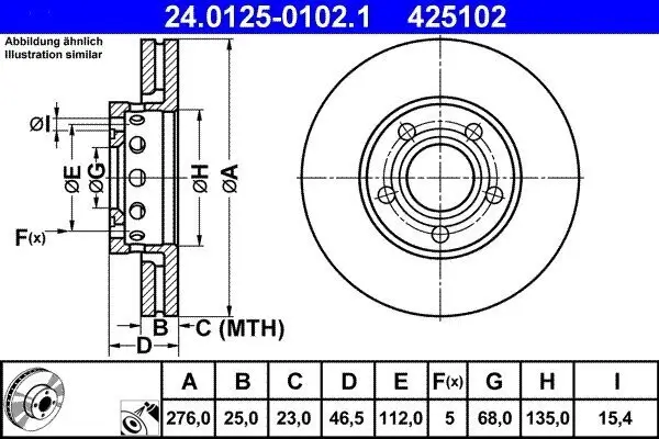 Bremsscheibe ATE 24.0125-0102.1