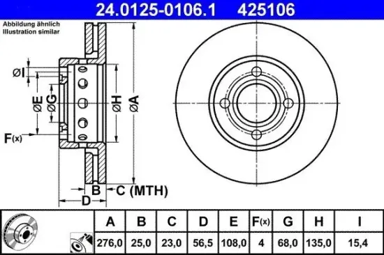 Bremsscheibe ATE 24.0125-0106.1 Bild Bremsscheibe ATE 24.0125-0106.1