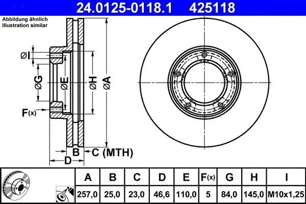 Bremsscheibe ATE 24.0125-0118.1