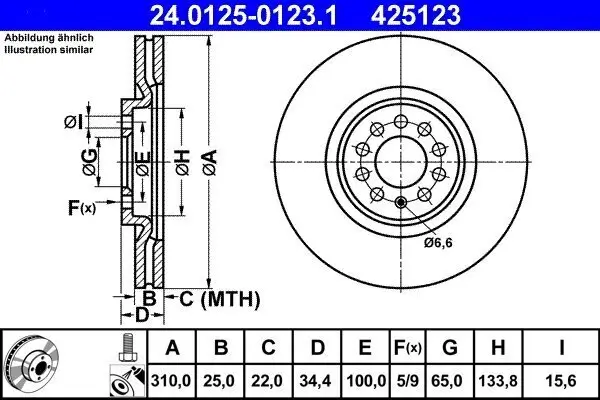 Bremsscheibe ATE 24.0125-0123.1