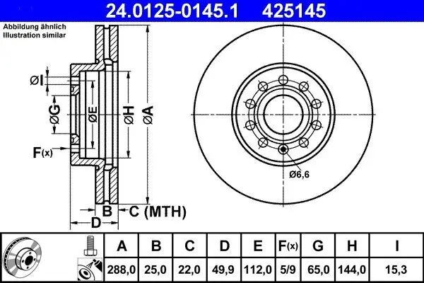 Bremsscheibe ATE 24.0125-0145.1