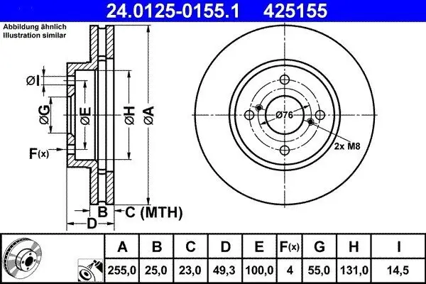 Bremsscheibe ATE 24.0125-0155.1