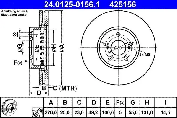 Bremsscheibe Vorderachse ATE 24.0125-0156.1