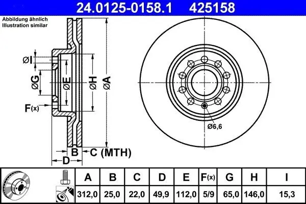 Bremsscheibe ATE 24.0125-0158.1