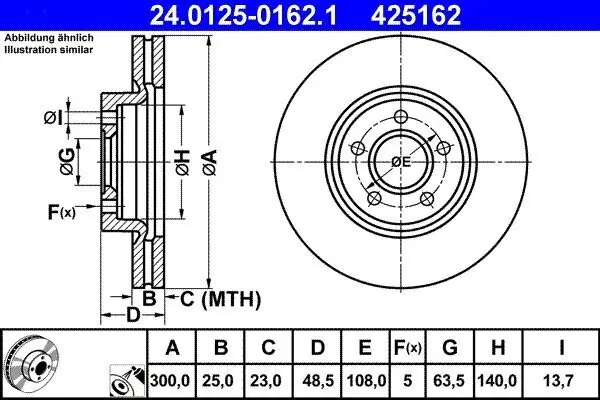 Bremsscheibe ATE 24.0125-0162.1