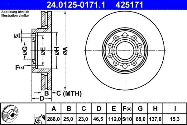 Bremsscheibe ATE 24.0125-0171.1