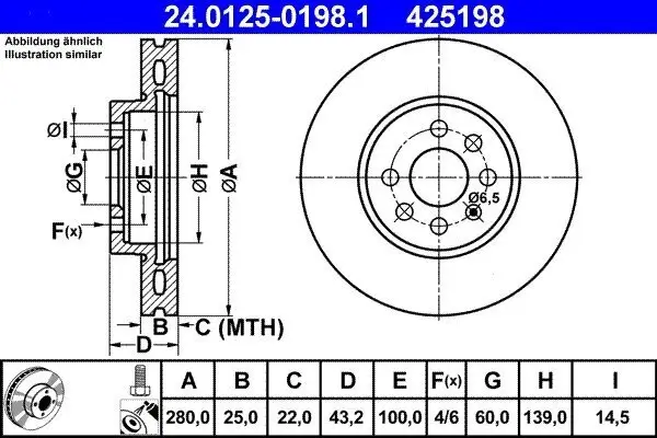 Bremsscheibe ATE 24.0125-0198.1