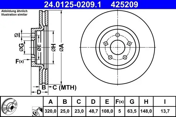 Bremsscheibe ATE 24.0125-0209.1