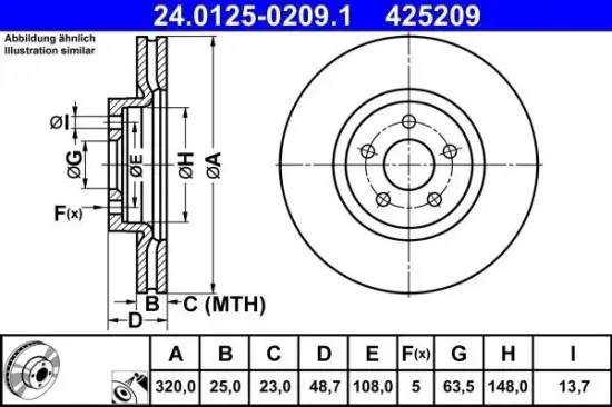 Bremsscheibe ATE 24.0125-0209.1 Bild Bremsscheibe ATE 24.0125-0209.1