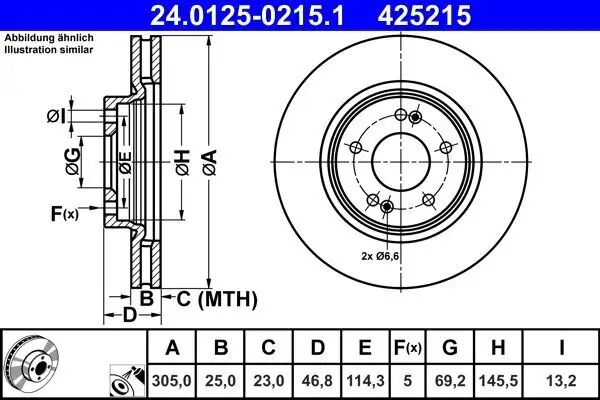 Bremsscheibe ATE 24.0125-0215.1