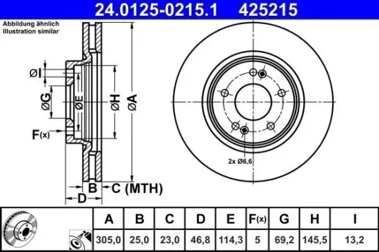 Bremsscheibe ATE 24.0125-0215.1 Bild Bremsscheibe ATE 24.0125-0215.1