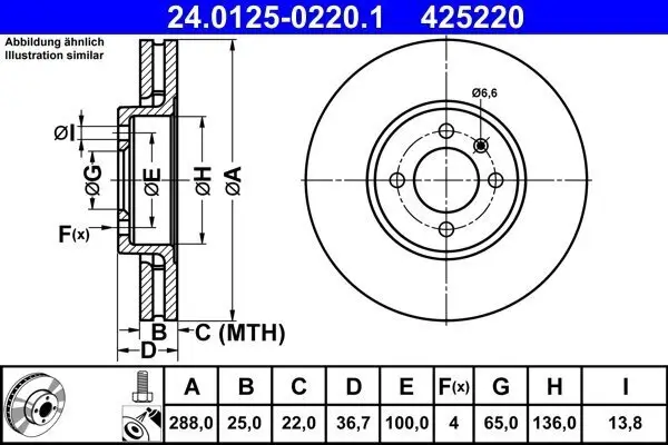 Bremsscheibe ATE 24.0125-0220.1