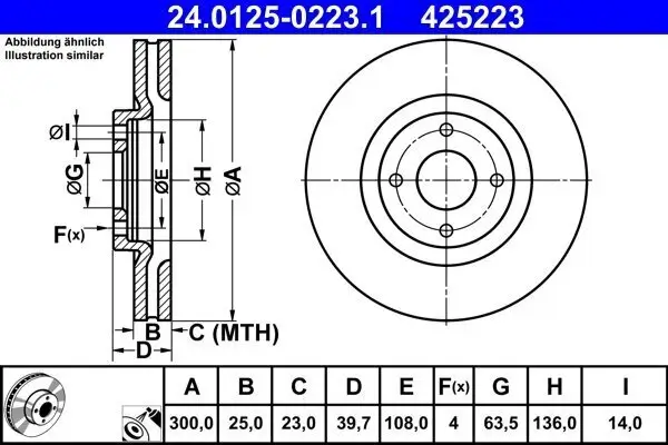 Bremsscheibe ATE 24.0125-0223.1