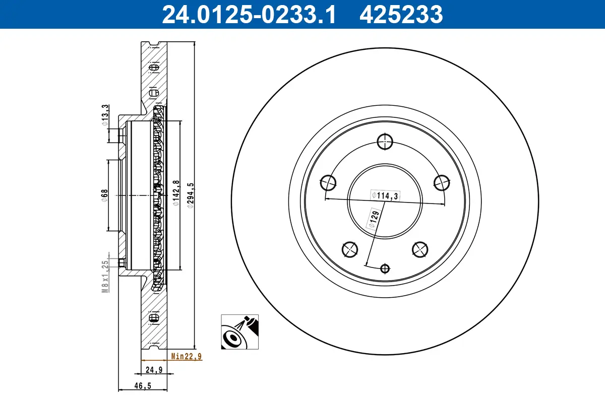Bremsscheibe Vorderachse ATE 24.0125-0233.1