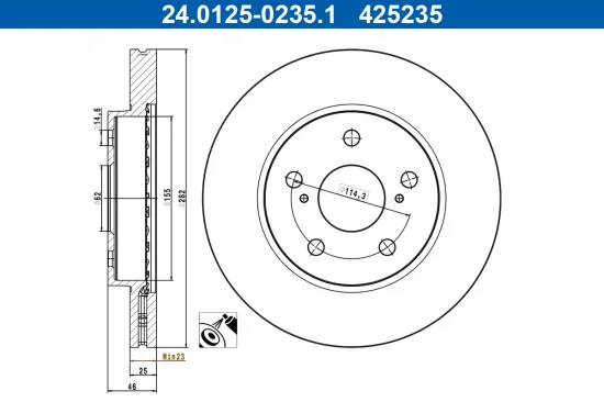 Bremsscheibe Vorderachse ATE 24.0125-0235.1 Bild Bremsscheibe Vorderachse ATE 24.0125-0235.1