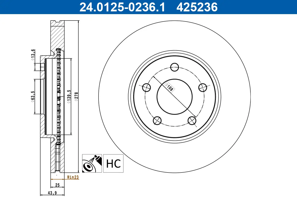 Bremsscheibe Vorderachse ATE 24.0125-0236.1