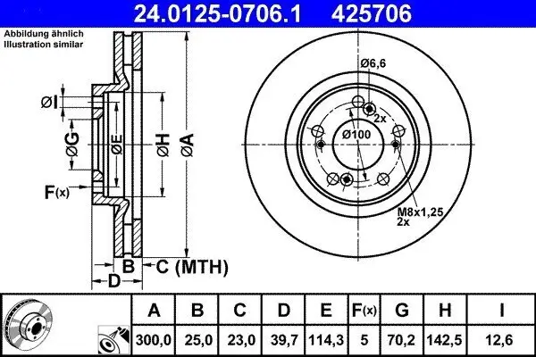 Bremsscheibe Vorderachse ATE 24.0125-0706.1