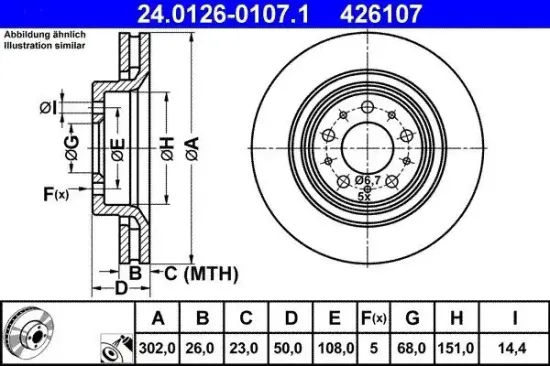 Bremsscheibe ATE 24.0126-0107.1 Bild Bremsscheibe ATE 24.0126-0107.1