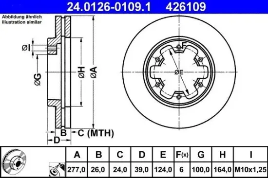 Bremsscheibe ATE 24.0126-0109.1 Bild Bremsscheibe ATE 24.0126-0109.1