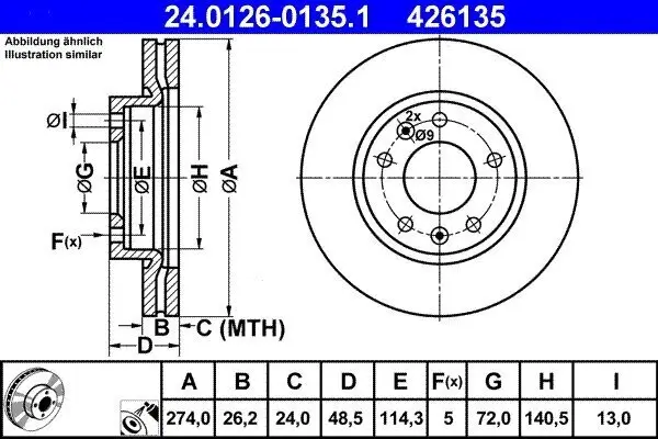 Bremsscheibe ATE 24.0126-0135.1